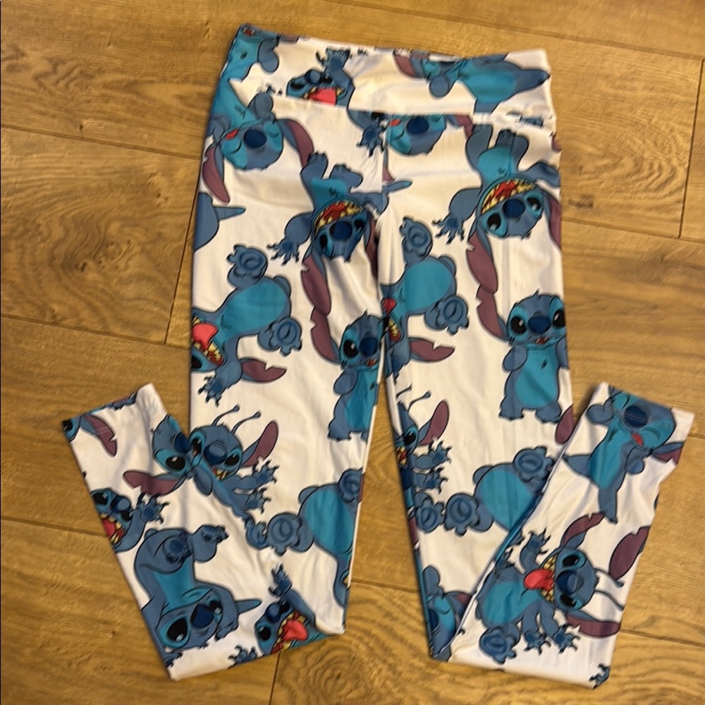 Disney Blue and White Stitch  Print Leggings